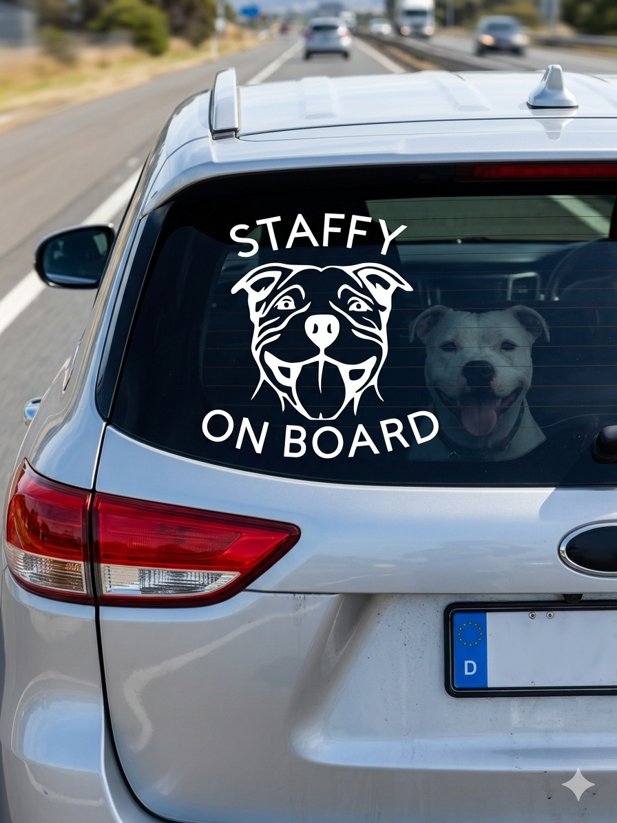 Staffy On Board Car Window Decal