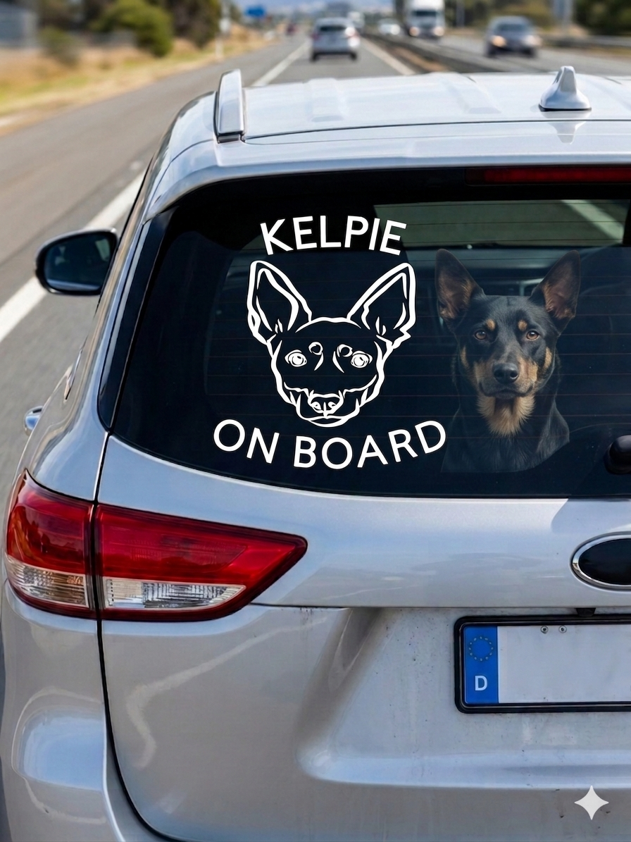 Kelpie On Board Car Window Decal
